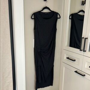 All Saints Black Asymmetrical Knit Dress